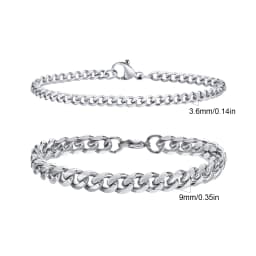 2pcs Men's Chain Bracelets,Stainless Steel Silver Gold Black Color Twist Rope Chain Wristband,Trendy Cuban Link Chains Gift