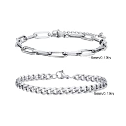 2pcs Men's Chain Bracelets,Stainless Steel Silver Gold Black Color Twist Rope Chain Wristband,Trendy Cuban Link Chains Gift