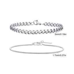 2pcs Men's Chain Bracelets,Stainless Steel Silver Gold Black Color Twist Rope Chain Wristband,Trendy Cuban Link Chains Gift
