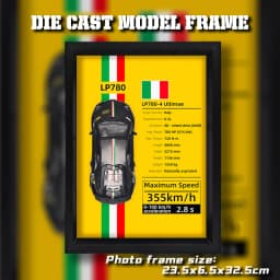 1/32 Photo Frame Version Alloy Metal Sports Car Model Simulation 3D Racing Car Hanging Painting Collection Kids Gifts Decoration