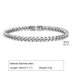 Vnox 6/8/10/12mm Cuban Chain Bracelets for Men Women, Solid Stainless Steel Curb Link Chain Wristband Jewelry
