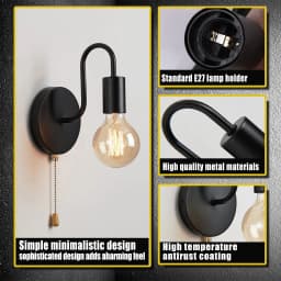 Nordic Industrial Wall Lamp Iron Black E27 Indoor Lighting Bedside Bathroom Bedroom Lamp Sconce Wall Light Fixture Decor