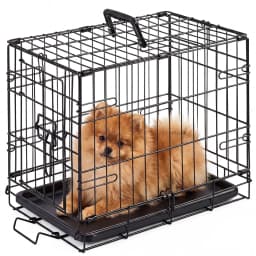JHK 18 Inch Single Door Dog Crate Metal Pet Kennel with Secure Lock Foldable Removable Tray for Easy Cleaning Portable Puppy Cage for Small Dogs