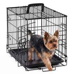 JHK 18 Inch Single Door Dog Crate Metal Pet Kennel with Secure Lock Foldable Removable Tray for Easy Cleaning Portable Puppy Cage for Small Dogs