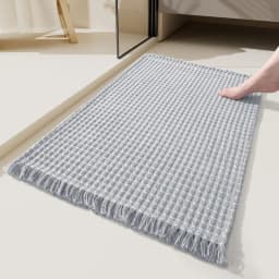 Solid Color Tassel Woven Bathroom Mat European Comfort Non-Slip Mats for Shower Room Dirt-Resistant Home Decor for Floor Hallway