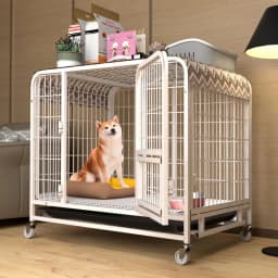BOOTEELY Heavy Duty Dog Kennels Metal Dog Kennels Heavy Duty Indestructible And Escape-Proof Dog Crate Cage Kennel for Large Dog