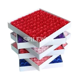 81pcs Three-Layer No Flower Base Rose Soap Flower Head Decoration Flower Box Wedding Bouquet Valentine'S Day Artificial Flower