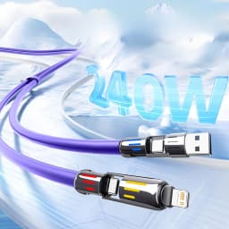 4-in-1 240W USB Type C Silicone Fast Charging Cable, For iPhone Huawei Samsung Xiaomi Durable Type-C To USB A Cable