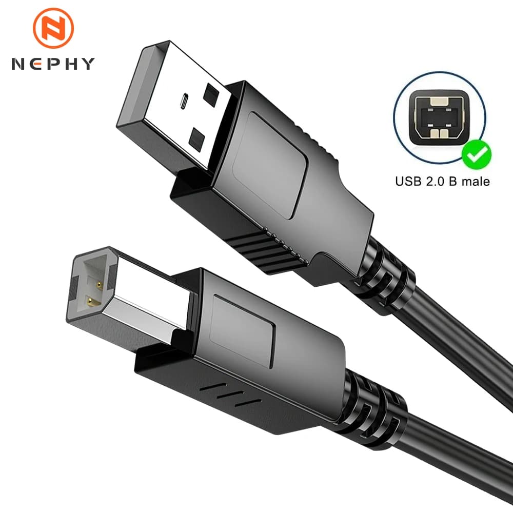 High Speed USB Type A to B 2.0 Long Cable For Canon Brother Hp Epson Printer Label Scanner Electronic Piano Organ Square Adapter