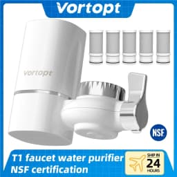 Vortopt Faucet Water Filter NSF Certified Tap Water Purifier T1 with 5 Replacement Cartridges 400 Gallon Kitchen Filtration Kit