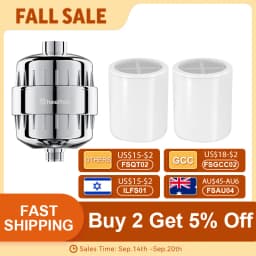 Wheelton Water Filter Purifier KDF+Calcium Sulfite Shower Bathing Softener Chlorine Removal Attach 2 Extra Filters