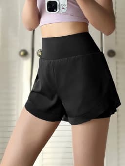 Sports Shorts for Women Fitness Running Yoga Summer Anti-exposure Fake Two-piece Breathable Loose Training Three-point Pants