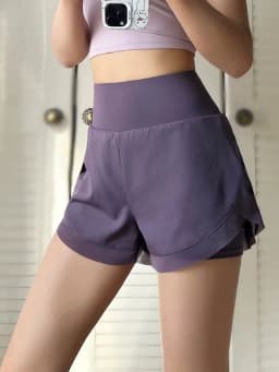 Sports Shorts for Women Fitness Running Yoga Summer Anti-exposure Fake Two-piece Breathable Loose Training Three-point Pants