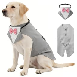 Sucado Formal Dog Tuxedo Suit and Colar Bandana Set, Wedding Party Costume Doggy Prince Bowtie Shirt, Suitable for Engagement We
