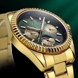 MEGIR Men's Quartz Watch with Stainless Steel Strap Fashion Business Style Wristwatch with Day Date 24-Hour Moon Phase Function