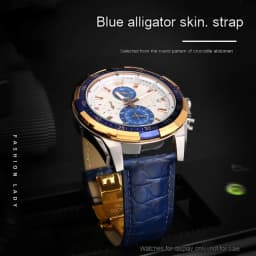 Blue Crocodile leather strap 14mm 15mm 16mm 17mm 18mm 19mm 20mm 21mm 22mm 23mm 24mm For Men's and Women's Brown Black Bracelet