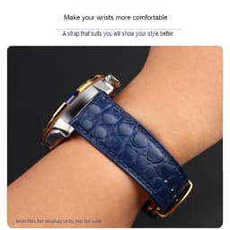 Blue Crocodile leather strap 14mm 15mm 16mm 17mm 18mm 19mm 20mm 21mm 22mm 23mm 24mm For Men's and Women's Brown Black Bracelet