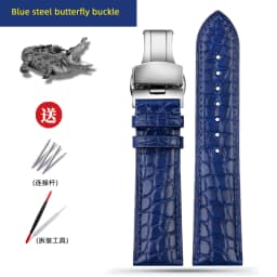 Blue Crocodile leather strap 14mm 15mm 16mm 17mm 18mm 19mm 20mm 21mm 22mm 23mm 24mm For Men's and Women's Brown Black Bracelet