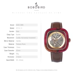 Personalized Men's Mechanical BOBO BIRD Resin Wooden Wristwatch Customized Name Logo Gift for Boyfriend Support Dropshipping