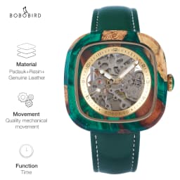 Personalized Men's Mechanical BOBO BIRD Resin Wooden Wristwatch Customized Name Logo Gift for Boyfriend Support Dropshipping
