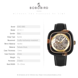 Personalized Men's Mechanical BOBO BIRD Resin Wooden Wristwatch Customized Name Logo Gift for Boyfriend Support Dropshipping