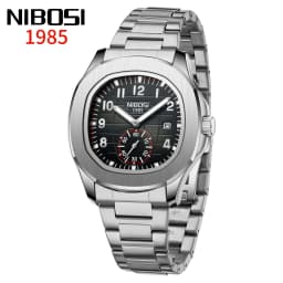 NIBOSI Luxury Square Man Watch Date Waterproof Luminous Men Wristwatch Stainless Steel Men's Quartz Watches Relojos Masculino