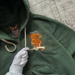 Y2K Tiger Claw Embroidery Vintage Double Zipper Loose Hoodie Sweatshirt for Men and Women Harajuku Trendy Casual Street Style