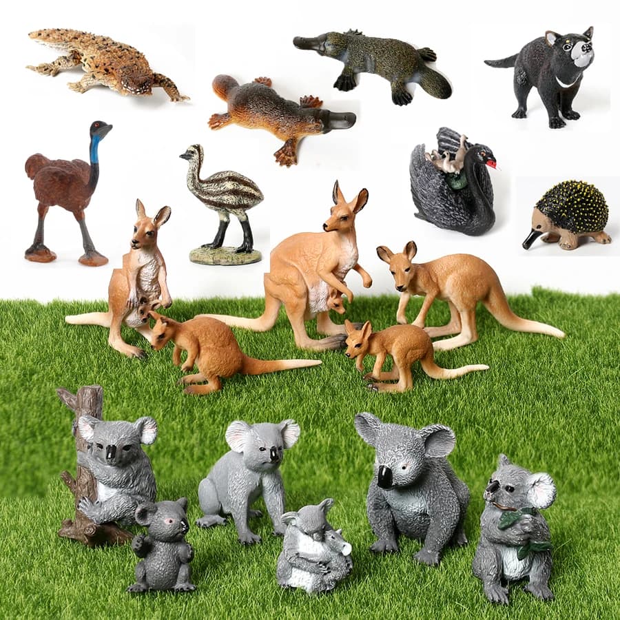 Realistic Australian Wildlife Animal Figurines Emu Koala Platypus Kangaroo Echidna Tasmaniandevil Forest Model Figures Toys