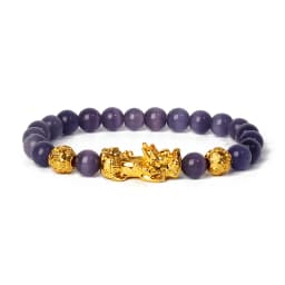 Nature Stone Feng Shui Bracelet Men Obsidian Opal Pixiu Wealth Luck Bead Bracelet Gold Color Pi Yao Dragon Charm Elastic Jewelry