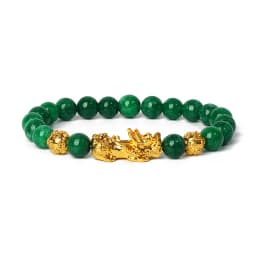 Nature Stone Feng Shui Bracelet Men Obsidian Opal Pixiu Wealth Luck Bead Bracelet Gold Color Pi Yao Dragon Charm Elastic Jewelry