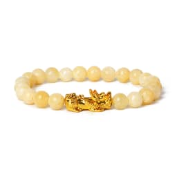 Nature Stone Feng Shui Bracelet Men Obsidian Opal Pixiu Wealth Luck Bead Bracelet Gold Color Pi Yao Dragon Charm Elastic Jewelry