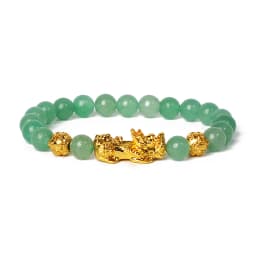 Nature Stone Feng Shui Bracelet Men Obsidian Opal Pixiu Wealth Luck Bead Bracelet Gold Color Pi Yao Dragon Charm Elastic Jewelry