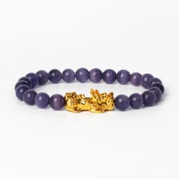 Nature Stone Feng Shui Bracelet Men Obsidian Opal Pixiu Wealth Luck Bead Bracelet Gold Color Pi Yao Dragon Charm Elastic Jewelry