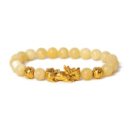 Nature Stone Feng Shui Bracelet Men Obsidian Opal Pixiu Wealth Luck Bead Bracelet Gold Color Pi Yao Dragon Charm Elastic Jewelry