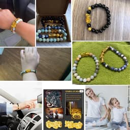 Nature Stone Feng Shui Bracelet Men Obsidian Opal Pixiu Wealth Luck Bead Bracelet Gold Color Pi Yao Dragon Charm Elastic Jewelry