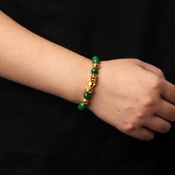 Nature Stone Feng Shui Bracelet Men Obsidian Opal Pixiu Wealth Luck Bead Bracelet Gold Color Pi Yao Dragon Charm Elastic Jewelry