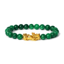 Nature Stone Feng Shui Bracelet Men Obsidian Opal Pixiu Wealth Luck Bead Bracelet Gold Color Pi Yao Dragon Charm Elastic Jewelry