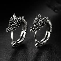 Huitan Personality Chinese Dragon Hoop Earrings for Women/Men Antique Metal Color Hip Hop Cool Guys Loong Earrings Hot Jewelry