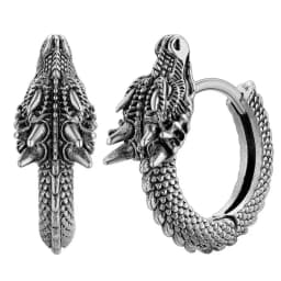 Huitan Personality Chinese Dragon Hoop Earrings for Women/Men Antique Metal Color Hip Hop Cool Guys Loong Earrings Hot Jewelry