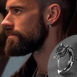 Huitan Personality Chinese Dragon Hoop Earrings for Women/Men Antique Metal Color Hip Hop Cool Guys Loong Earrings Hot Jewelry