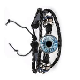 Fashion Dragon Evil Eye Bracelet Dragon Eye Glass Cabochon Leather Bracelets Lace up Adjustable Evil Eye Bracelet Jewelry