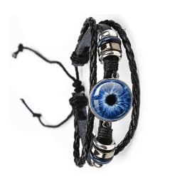 Fashion Dragon Evil Eye Bracelet Dragon Eye Glass Cabochon Leather Bracelets Lace up Adjustable Evil Eye Bracelet Jewelry