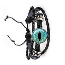 Fashion Dragon Evil Eye Bracelet Dragon Eye Glass Cabochon Leather Bracelets Lace up Adjustable Evil Eye Bracelet Jewelry