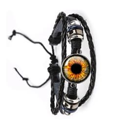 Fashion Dragon Evil Eye Bracelet Dragon Eye Glass Cabochon Leather Bracelets Lace up Adjustable Evil Eye Bracelet Jewelry