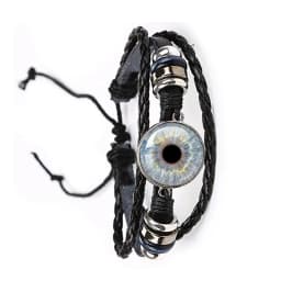 Fashion Dragon Evil Eye Bracelet Dragon Eye Glass Cabochon Leather Bracelets Lace up Adjustable Evil Eye Bracelet Jewelry