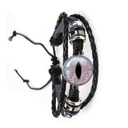 Fashion Dragon Evil Eye Bracelet Dragon Eye Glass Cabochon Leather Bracelets Lace up Adjustable Evil Eye Bracelet Jewelry