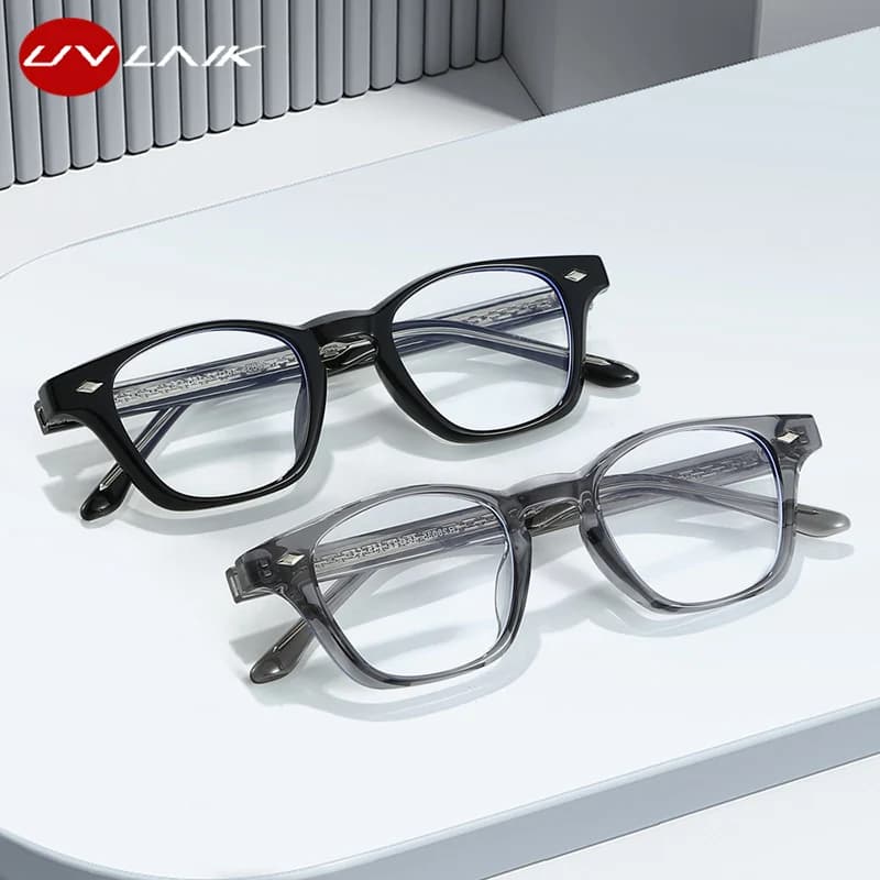Personality Vintage Spectacles Frame Men Women Ultralight TR90 Square Rivet Frame Anti Blue Light Optical Eyeglasses