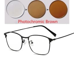 Sun Photochromic Lens Square Nearsighted Glasses Anti-blue Light Computer Prescription Eyeglasses Diopter 0 -0.5 -1.0 To -4.0