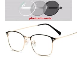 Sun Photochromic Lens Square Nearsighted Glasses Anti-blue Light Computer Prescription Eyeglasses Diopter 0 -0.5 -1.0 To -4.0