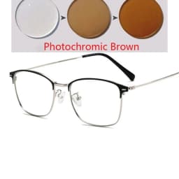 Sun Photochromic Lens Square Nearsighted Glasses Anti-blue Light Computer Prescription Eyeglasses Diopter 0 -0.5 -1.0 To -4.0